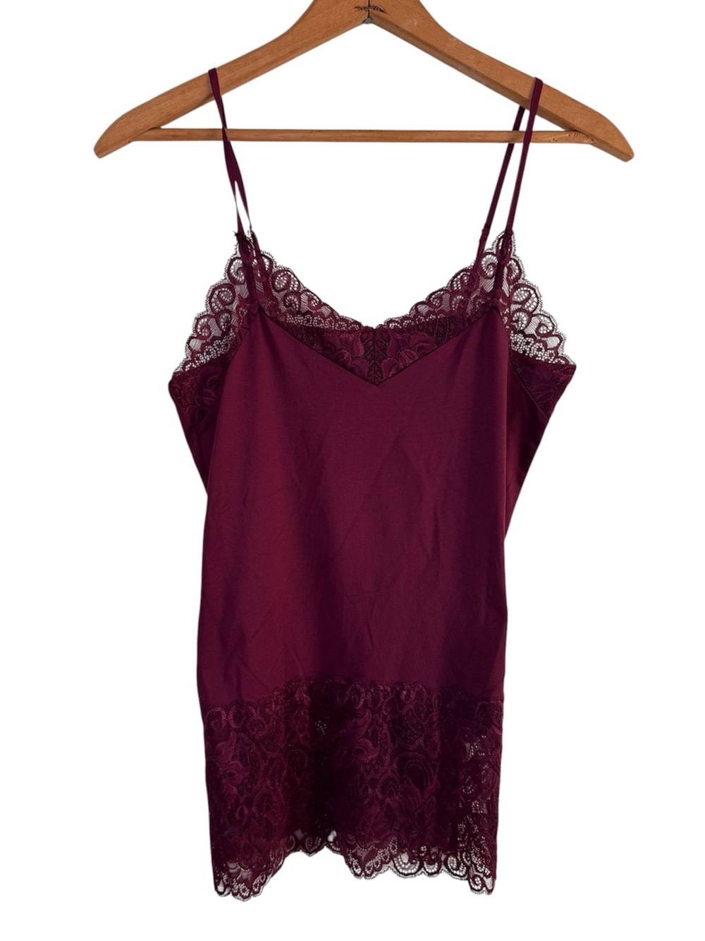 White House Black Market Burgundy Lace Y2K Camisole Tank Romantic Layering